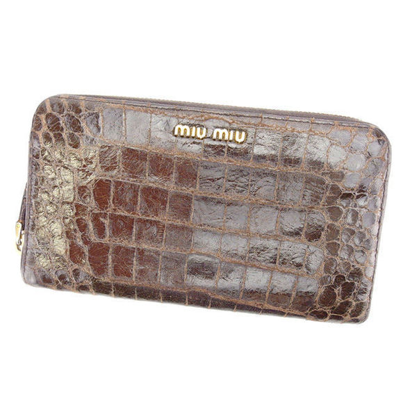 Miu Miu Long Wallet Crocodile Brown - Picture 1 of 6